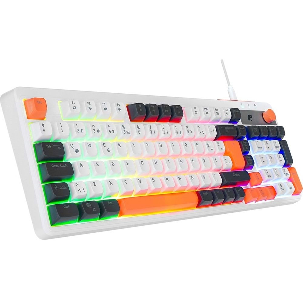 Acer eMachines EAK860 Beyaz USB Rainbow Aydınlatmalı Q Standart Kompakt Klavye