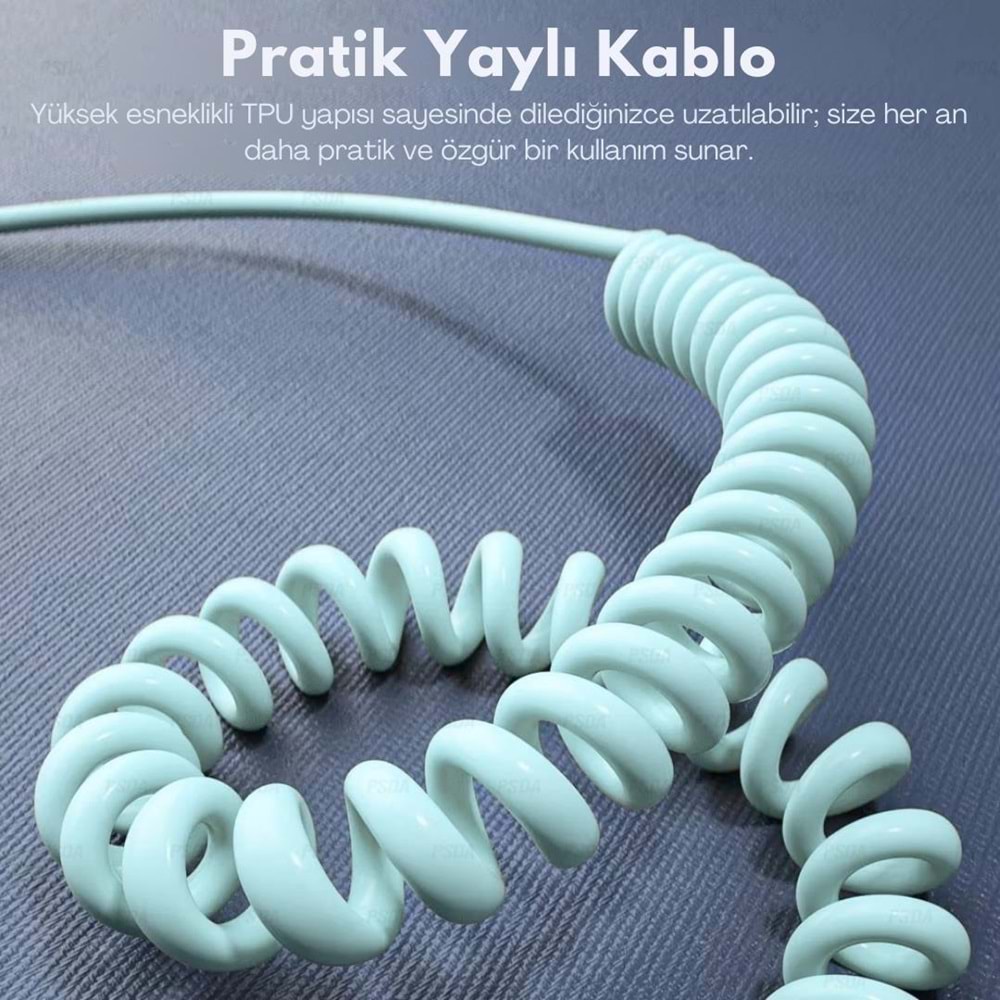 USB Type-C Lightning 4'ü 1 Arada 65W PD Hızlı Şarj Data Kablosu 1.5m Spiral Çevirici 6008