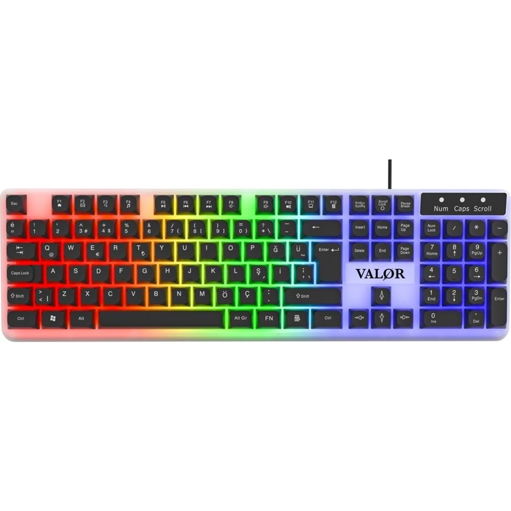 Valor Commander Rgb Işıklı & Full Set 104 Tuşlu Membran Oyuncu Klavyesi