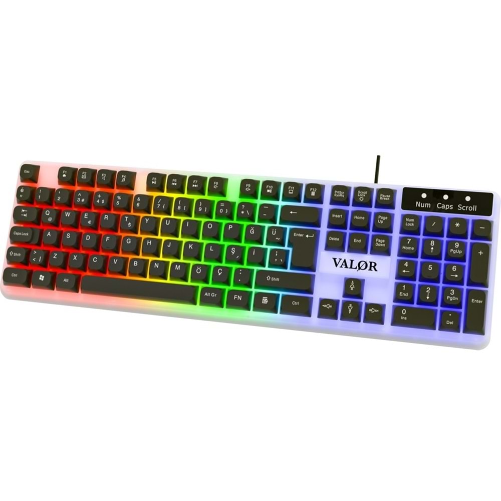 Valor Commander Rgb Işıklı & Full Set 104 Tuşlu Membran Oyuncu Klavyesi