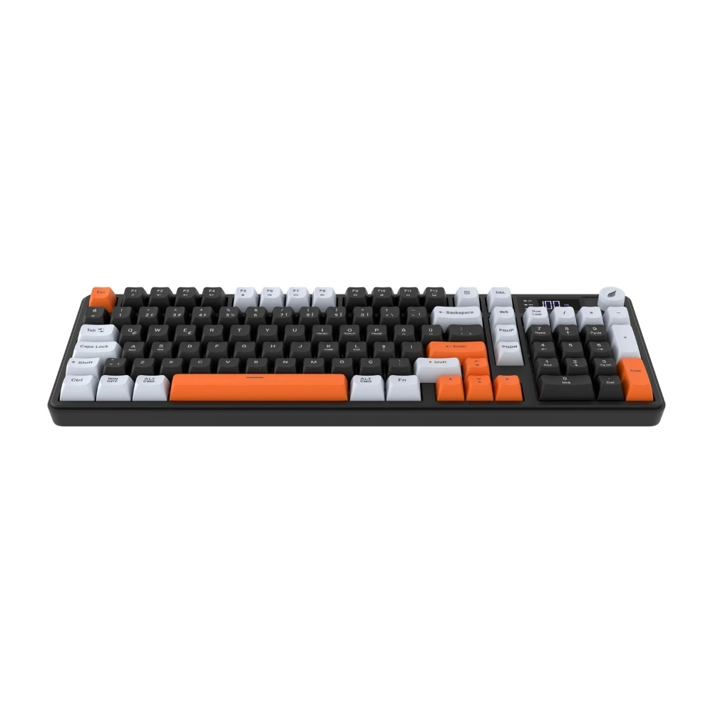 Hawk Gaming HK258BW Membrane LCD RGB Kablosuz/Bluetooth Siyah Turuncu Full Türkçe Gaming Klavye