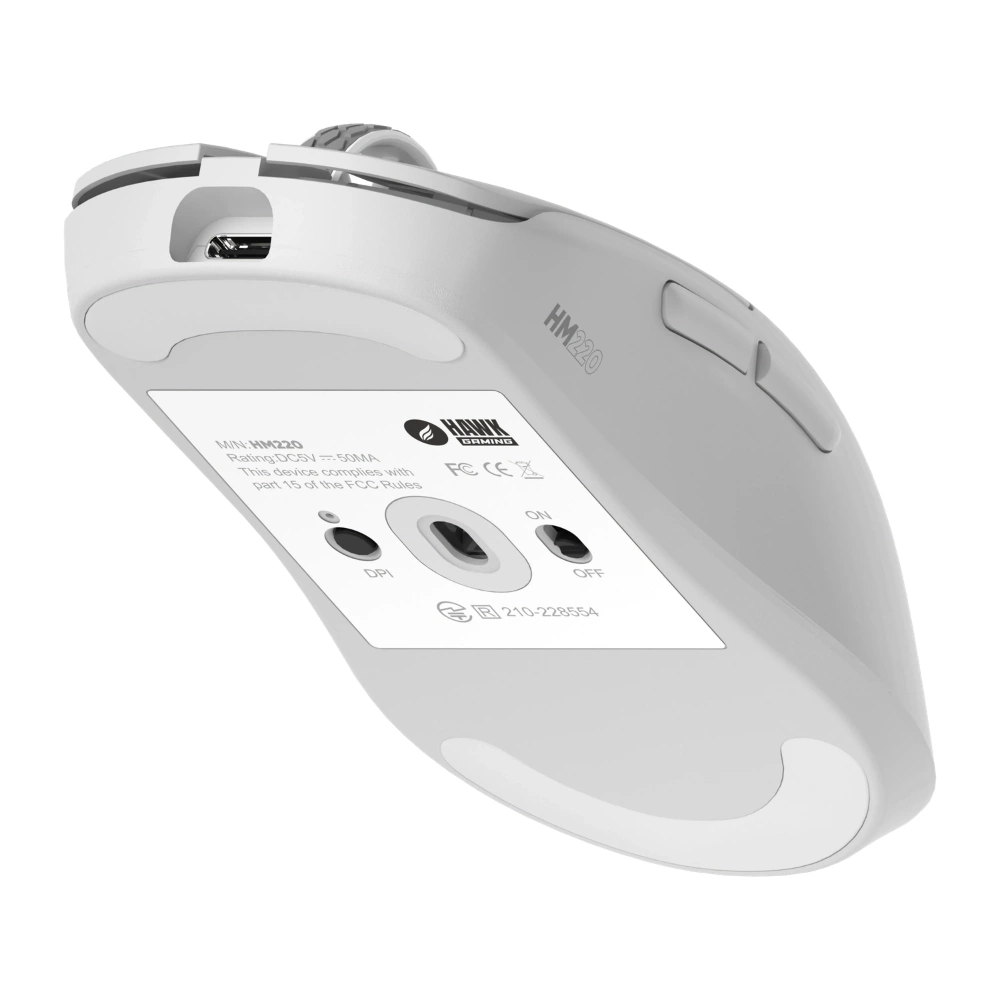 Hawk Gaming HM220 1K Hz 12000 DPI Tri-Mode Kablosuz/Bluetooth Beyaz Gaming Mouse