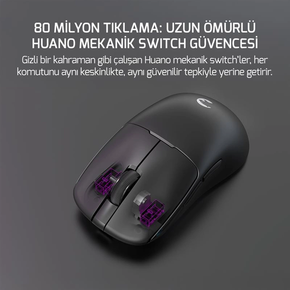 GamePower Radus PAW3311 12.000DPI Kablosuz Siyah Ultra Hafif Gaming Mouse (Grip Tape Hediyeli)