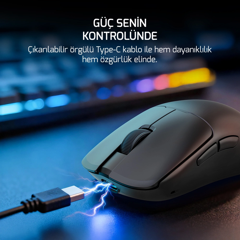 GamePower Radus PAW3311 12.000DPI Kablosuz Siyah Ultra Hafif Gaming Mouse (Grip Tape Hediyeli)