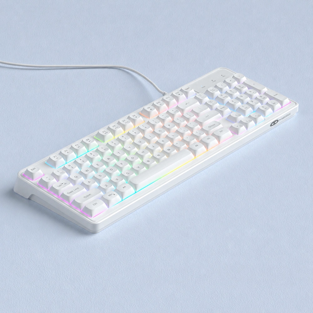 MageGee GK980 98 Tuş Rainbow Kablolu Membran Gaming Beyaz Klavye