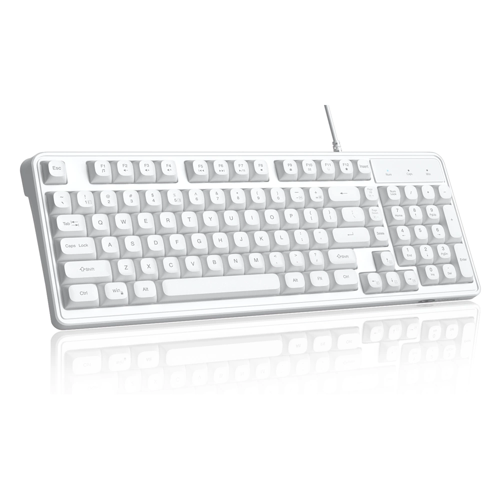 MageGee GK980 98 Tuş Rainbow Kablolu Membran Gaming Beyaz Klavye