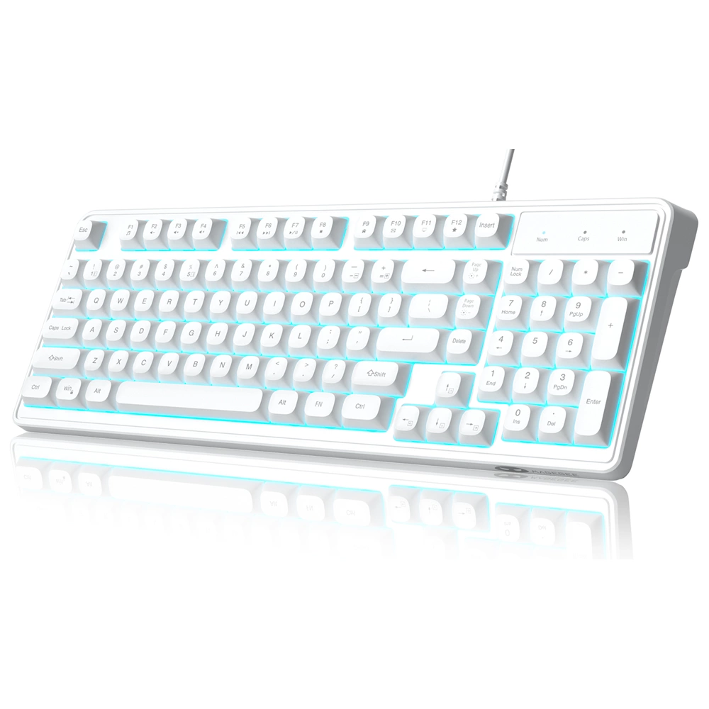 MageGee GK980 98 Tuş Rainbow Kablolu Membran Gaming Beyaz Klavye
