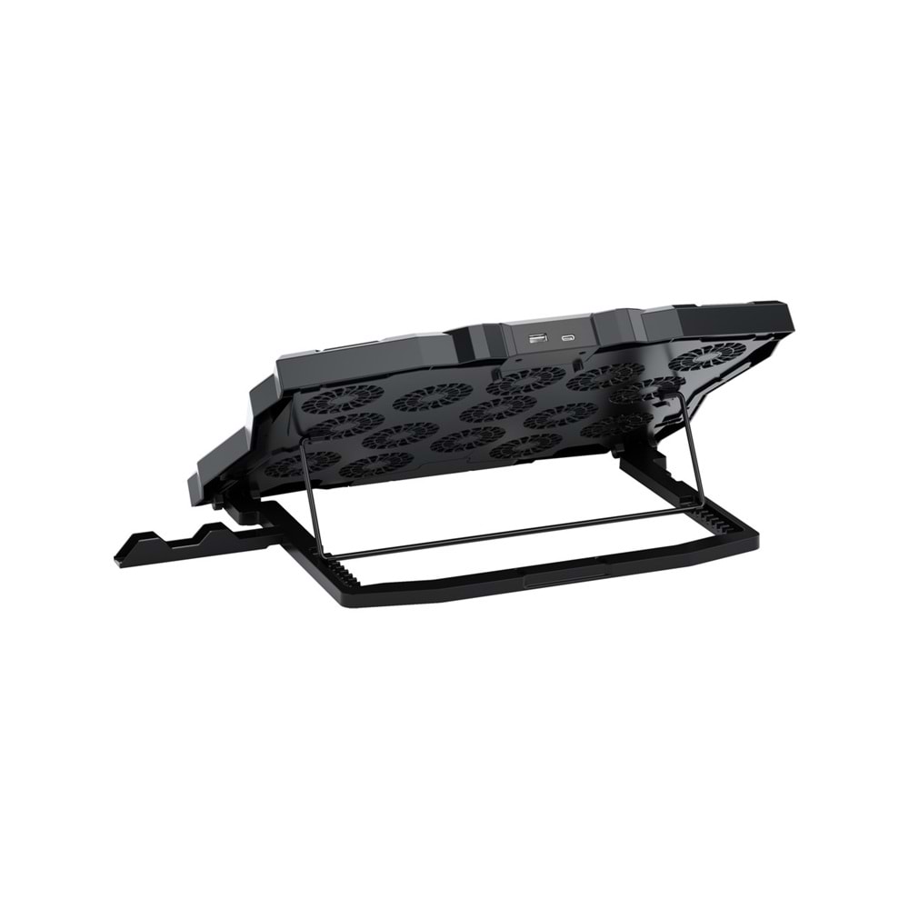 Throne Frost GT15 15X Turbo LED Fan - 10 Modlu Rgb - LCD Ekran - Ayarlabilir Fan Hızı & 9 Farklı Stand Yükseklik Kademesi – 2x USB - Metal Mesh Zemin Notebook Soğutucu - Siyah (9