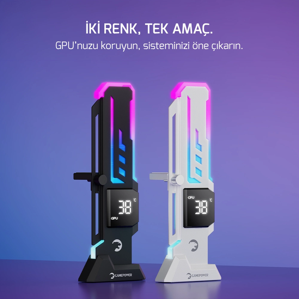 Gamepower Heatsync V2 ARGB Dikey Ekran Kartı Tutucu Beyaz