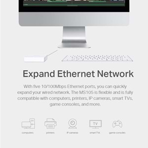 MERCUSYS MS105G, 5 Port, GigaBit, Yönetilemez, Masaüstü Switch