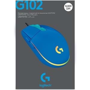 Logitech G G102 LIGHTSYNC RGB Aydınlatmalı 8.000 DPI Kablolu Oyuncu Mouse - Mavi