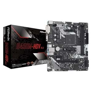 ASROCK B450M-HDV R4.0 AMD B450 Soket AM4 DDR4 3200MHz (OC) M.2 Anakart