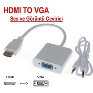 Maxgo Hdmi To VGA Kablo Çevirici Dönüştürücü Ses Destekli Görüntü Altın Uçlu Full HD 2003