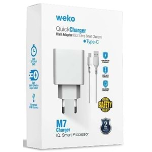 WEKO WK-21435 M7 2.1 AMPER ŞARJ BAŞLIK ADAPTÖRÜ + TYPE-C KABLO