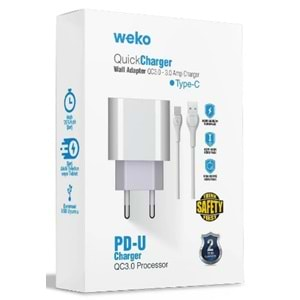 WEKO WK-21442 PDU QC 3.0 AMPER ŞARJ BAŞLIK ADAPTÖRÜ + TYPE-C KABLO