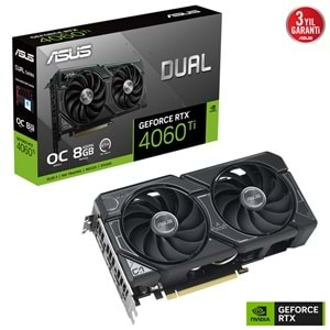 Asus Dual GeForce RTX 4060 TI OC DUAL-RTX4060TI-O8G 8GB GDDR6 128Bit DX12 DLSS 3 Gaming (Oyuncu) Ekran Kartı