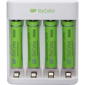 Gp Recyko E411 USB Aa-Aaa Şarj Cihazı Gp Recyko 1000 Serisi Aaa Ince Pil 4'lü