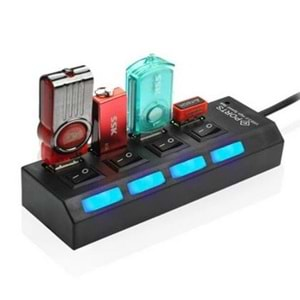 4 Port Usb 2.0 Hub Çoğaltıcı Çoklayıcı Switch Işıklı Anahtarlı AL4863