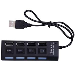 4 Port Usb 2.0 Hub Çoğaltıcı Çoklayıcı Switch Işıklı Anahtarlı AL4863