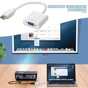 Hdmi To Vga Çevirici Dönüştürücü Adaptör Monitör Laptop 4547