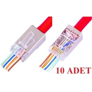 Yeni Nesil Delikli Metal Rj45 Jack İnternet Cat Kablo Ucu (10 Adet) 4388