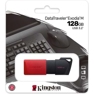 Kıngston 128GB Usb3.2 Gen 1 Datatraveler Exodıa M (Black + Red)