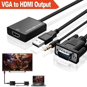 Vga To Hdmi Çevirici Dönüştürücü Adaptör Kablo Ucu Çevirici 4674