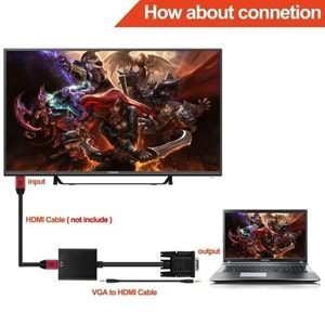 Vga To Hdmi Çevirici Dönüştürücü Adaptör Kablo Ucu Çevirici 4674