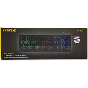 Everest KB-840 Siyah Aydınlatmalı USB LC Layout Slim Klavye