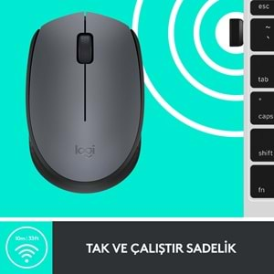 Logitech M170 USB Alıcılı Kablosuz Kompakt Mouse - Gri