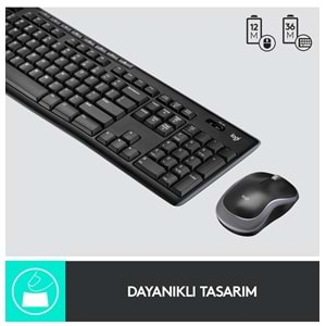 logitech Mk270 920-004525 Nano Usb Q Tr Optik Siyah Kablosuz Klavye Mouse Set