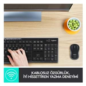 logitech Mk270 920-004525 Nano Usb Q Tr Optik Siyah Kablosuz Klavye Mouse Set