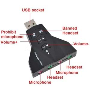 7.1 7 Kanal Mikrofon Destekli Çift Girişli Çevirici Harici Usb Ses Kartı 4931