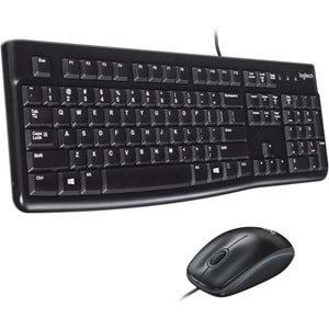 Logitech MK120 USB Kablolu Klavye Mouse Seti, Tam Boyutlu, Sağ ve Sol Elle Kullanıma Uygun Mouse, Sıvı Dökülmesine Dayanıklı, Türkçe Q Klavye, Siyah