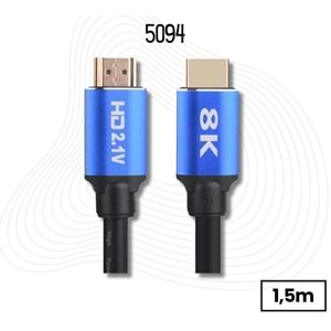 8K Ultra HD 2.1V 48Gbps Altın Kaplama Hdmi Kablo UHD 1.5 Metre 5094