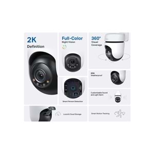 TP-LINK Tapo C510W, 2K Dış Mekan Wi-Fi Güvenlik Kamerası, Hareket Tespit/Takibi , 360°, IP65 Su Geçirmez, Renkli Gece Görüşü, Çift Yön