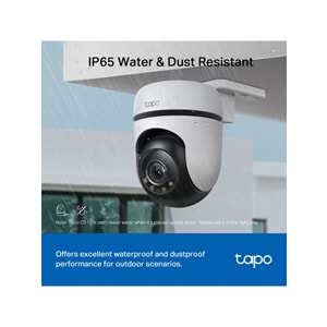 TP-LINK Tapo C510W, 2K Dış Mekan Wi-Fi Güvenlik Kamerası, Hareket Tespit/Takibi , 360°, IP65 Su Geçirmez, Renkli Gece Görüşü, Çift Yön