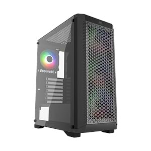 PowerBoost PB-PS5847B 600W USB 3.0 Tempered Glass Mesh RGB Fanlı ATX Mid Tower Gaming Kasa