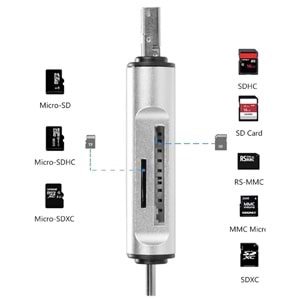 Type C Usb Kart Okuyucu Micro Sd Card Reader Çevirici Dönüştürücü Adaptör 4858