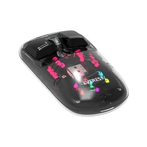 Everest SM-BT89 Opal Şarj Edilebilir Sessiz Siyah Transparan Rgb 2in1 2bt ve 2.4ghz Kablosuz Mouse