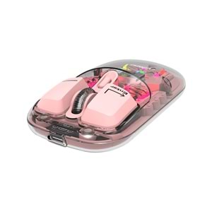Everest SM-BT89 Opal Şarj Edilebilir Sessiz Pembe Transparan Rgb 2in1 2bt ve 2.4ghz Kablosuz Mouse