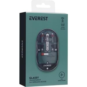 Everest SM-BT29 Glassy Yeşil Transparan Şeffaf 2in1 Bluetooth ve 2.4ghz Kablosuz Mouse
