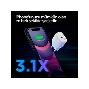 Spigen 20W USB-C Mini Hızlı Şarj Aleti/Şarj Isısını Düşürür GaN Destekli Akım Korumalı Güç Adaptörü iPhone & Android & iPad