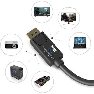 KabelDirekt – 2m – DisplayPort kablosu, DP 1.4, VESA sertifikalı (60Hz'de 8K, 144hz, HDR10-oyun monitörleri için ideal, Freesync/G-Sync, resmi olarak VESA yönergelerine göre test edilmiştir, siyah)