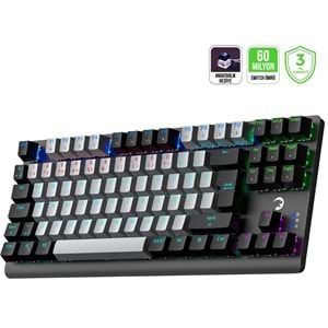 GamePower Eva 3 60M Mekanik Red Switch Türkçe Q 88 Tuş USB Gaming Klavye - 3 Yıl Garantili