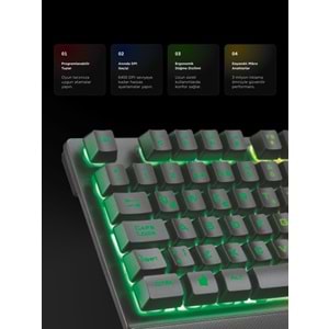 Rampage KM-RX7 FORTUNA Gökkuşağı Aydınlatmalı USB Gaming Combo Q Gaming Klavye + 6400 dpi Mouse