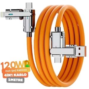 Usb Type C Lightning 4 in 1 Hızlı Şarj Data Kablosu Çevirici Dönüştürücü Adaptör 120W 2Metre 6020