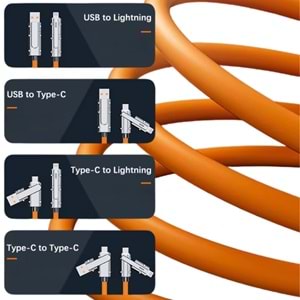 Usb Type C Lightning 4 in 1 Hızlı Şarj Data Kablosu Çevirici Dönüştürücü Adaptör 120W 2Metre 6020