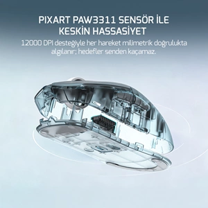 GamePower Radus PAW3311 12.000DPI Kablosuz Siyah Ultra Hafif Gaming Mouse (Grip Tape Hediyeli)