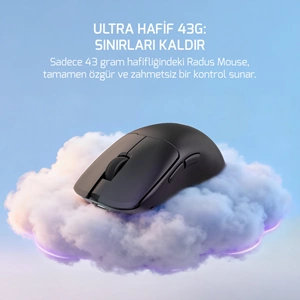 GamePower Radus PAW3311 12.000DPI Kablosuz Siyah Ultra Hafif Gaming Mouse (Grip Tape Hediyeli)